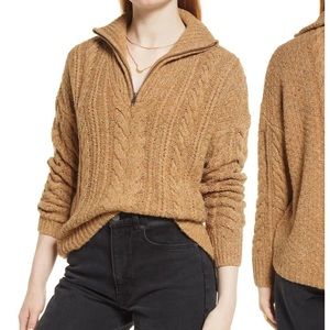 Madewell Rosebriar Half-Zip Cableknit Sweater
